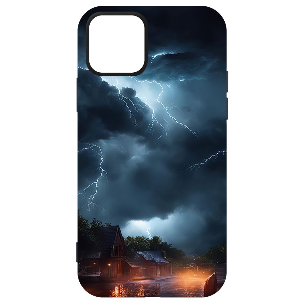 

Чехол-накладка Krutoff Soft Case Ночная гроза для iPhone 12 черный