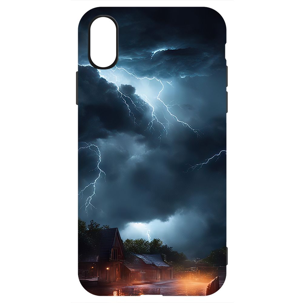 

Чехол-накладка Krutoff Soft Case Ночная гроза для iPhone X черный