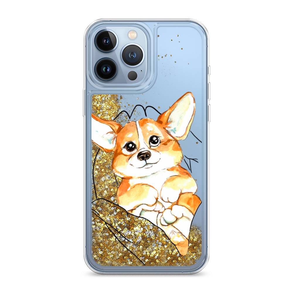 

Жидкий чехол с блестками "Корги в ладошках" на Apple iPhone 13 Pro Max, 14490-1