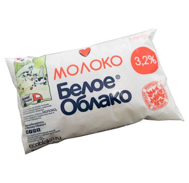 

Молоко 3,2% пастеризованное 1 л Белое Облако БЗМЖ