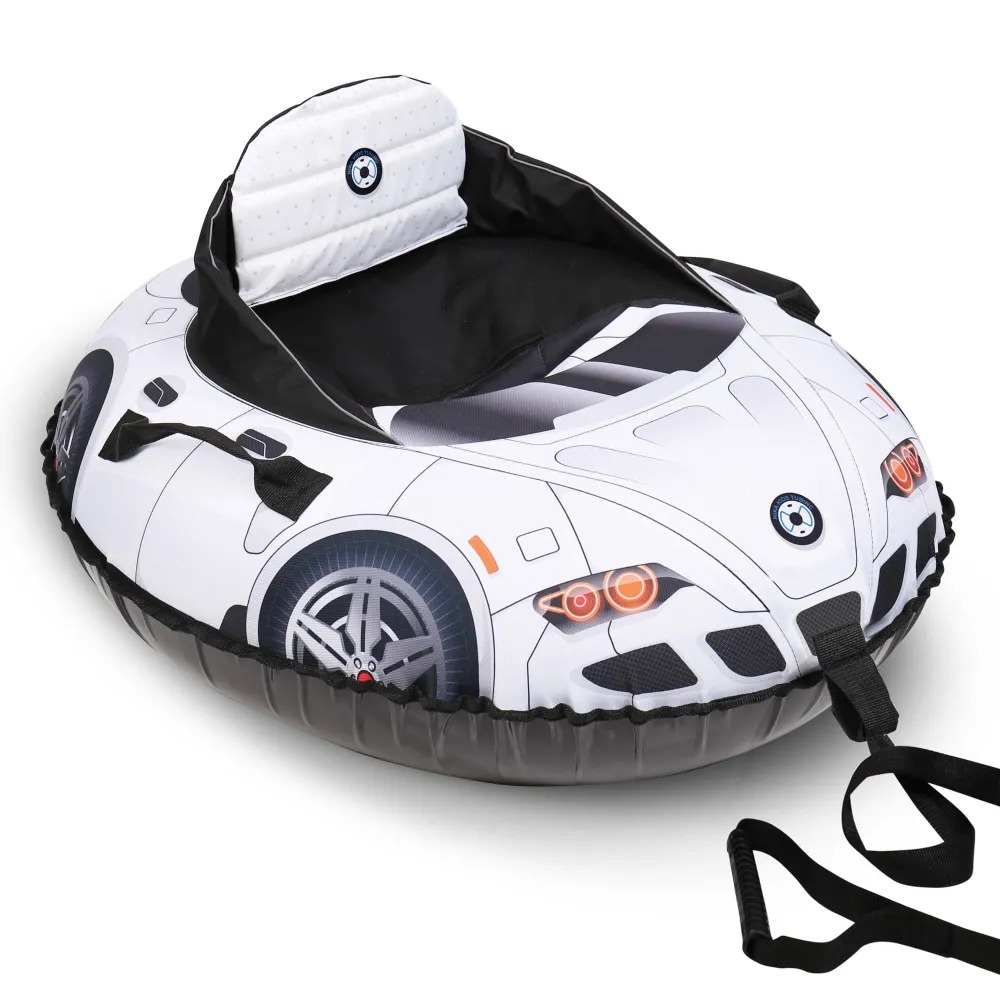 

Тюбинг ватрушка со спинкой Nika ТБМ2 Б детская с камерой ручками и буксировочным ремнем, Белый