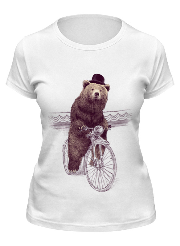 фото Футболка женская printio медведь на велосипеде белая l