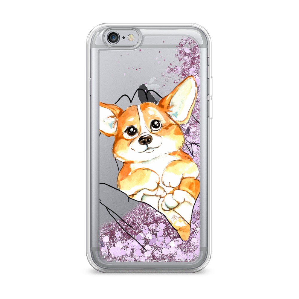 

Жидкий чехол с блестками "Корги в ладошках" на Apple iPhone 6S, 0104S94-1