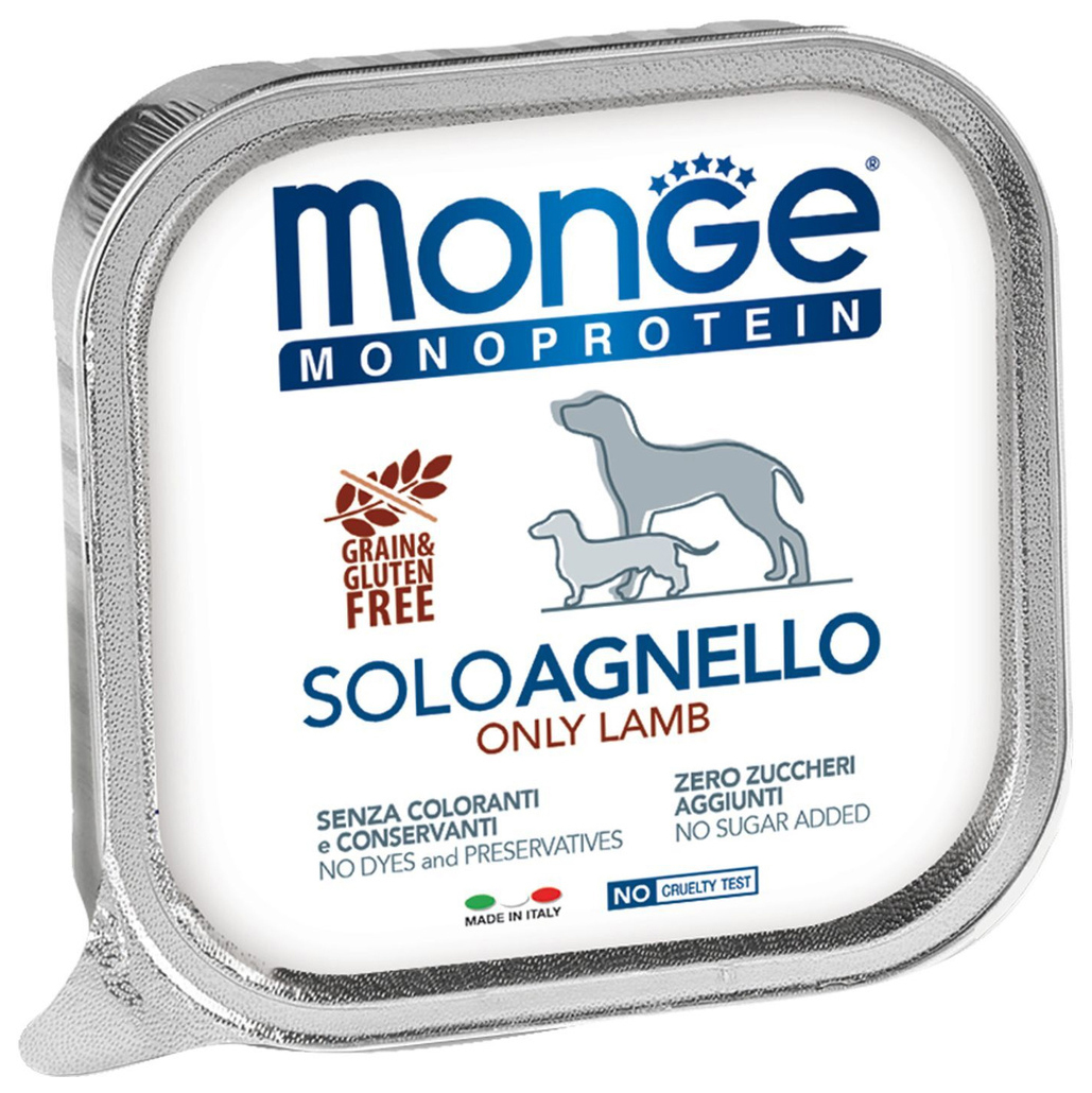 

MONGE MONGE MONOPROTEIN SOLO DOG монобелковые для взрослых собак паштет с ягненком 7001415