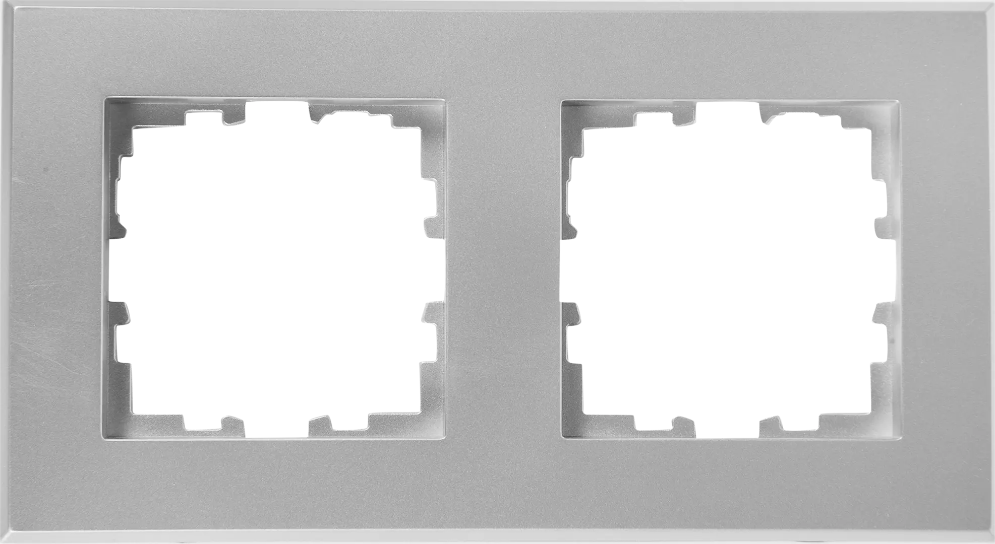 Рамка для розеток и выключателей Lexman Виктория плоская 2 поста цвет серебро