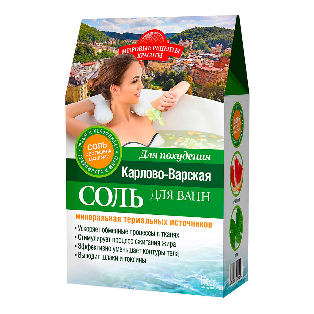 Соль для ванн Мировые Рецепты Красоты Для похудения Карлово-Варская 500 г соль для ванн мировые курорты виши 400 г