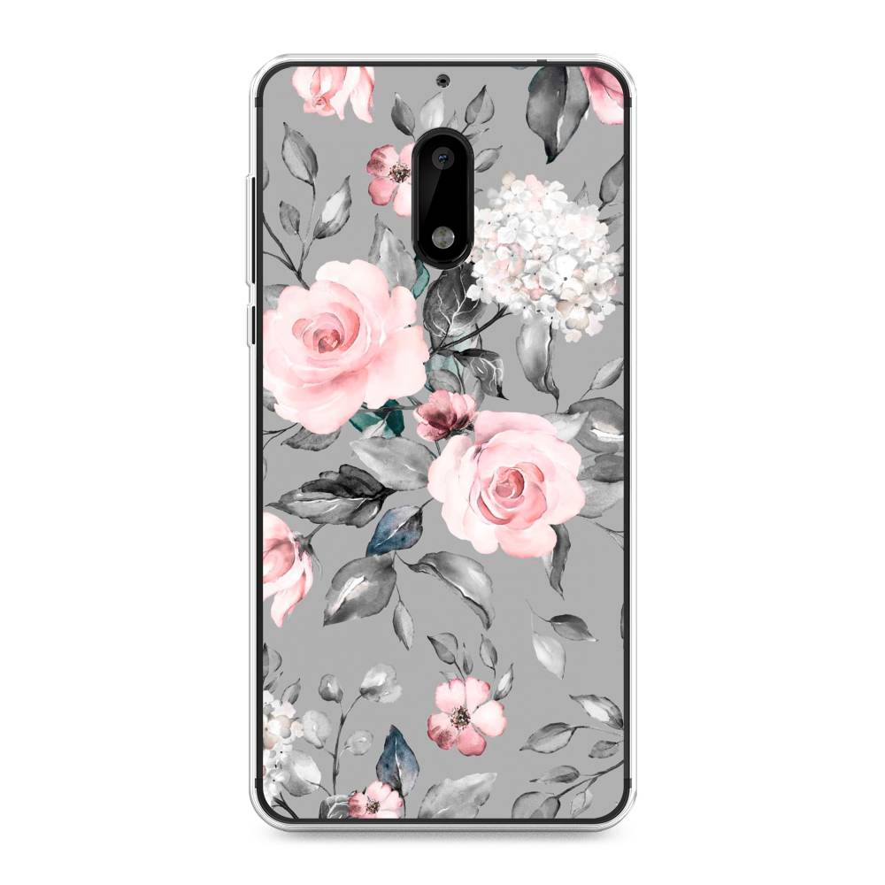 фото Чехол awog "розы на сером" для nokia 6