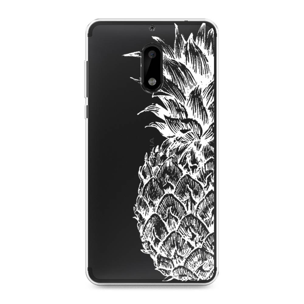 

Чехол Awog на Nokia 6 / Нокиа 6 "Ананас графика белая", Белый, 120350-10
