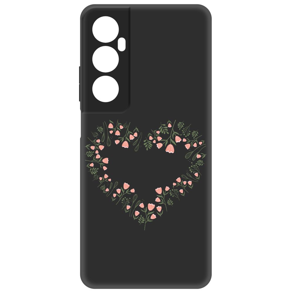 

Чехол Krutoff для Realme C65 Цветочное сердце, Черный