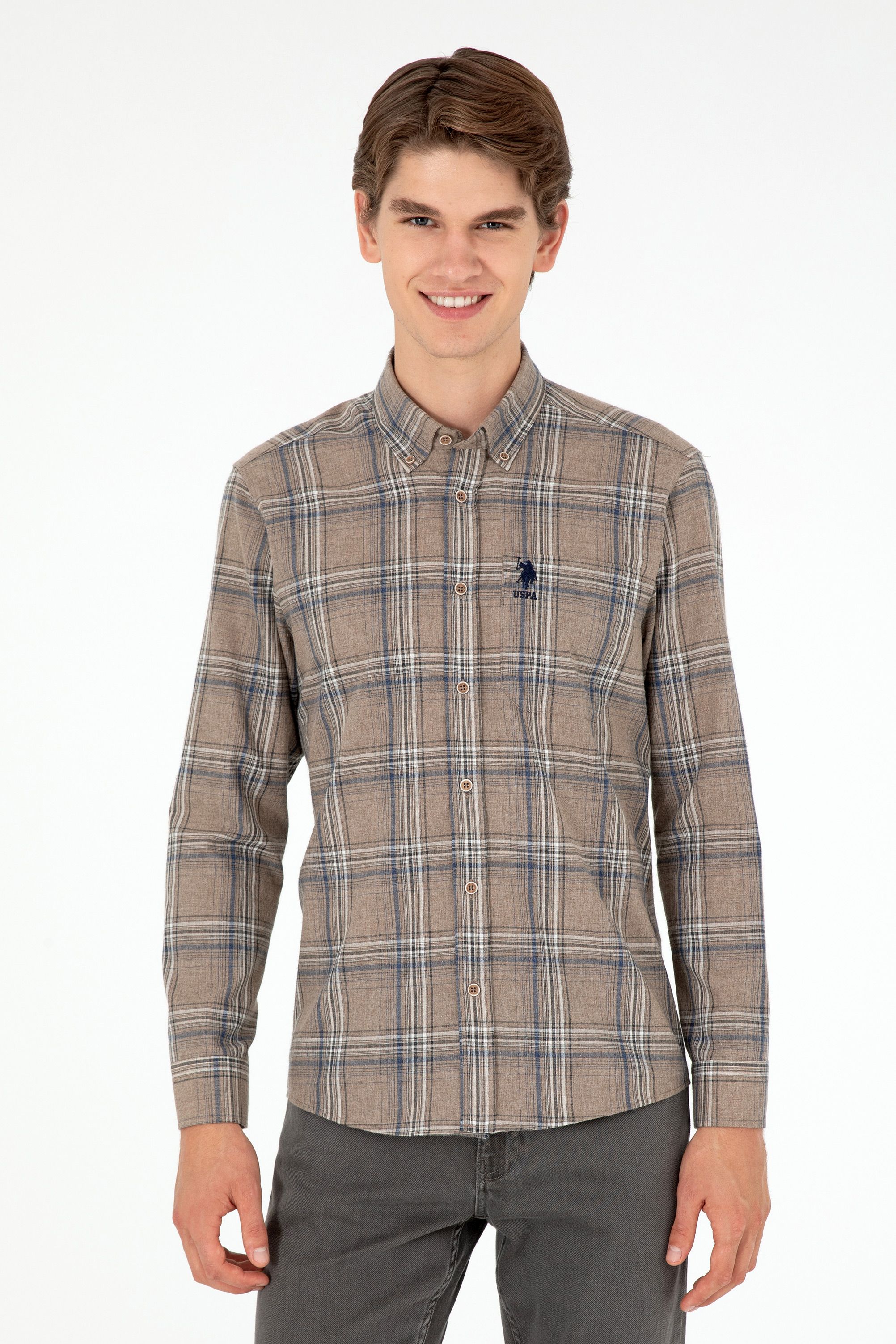 

Рубашка мужская U.S. POLO Assn. G081GL0040KAREL бежевая XL, Бежевый, G081GL0040KAREL