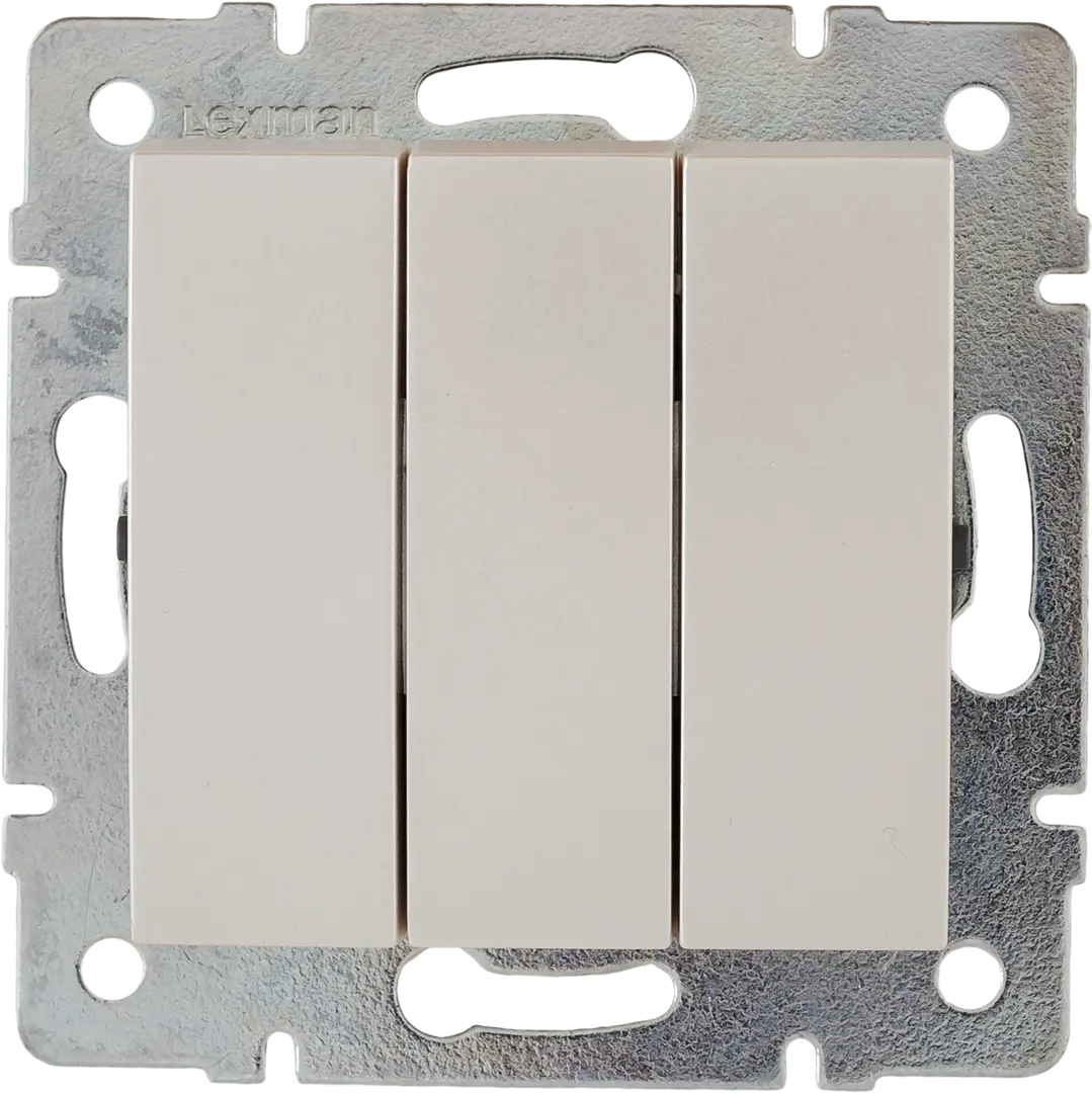 фото Выключатель встраиваемый lexman виктория 3 клавиши, цвет жемчужно-белый