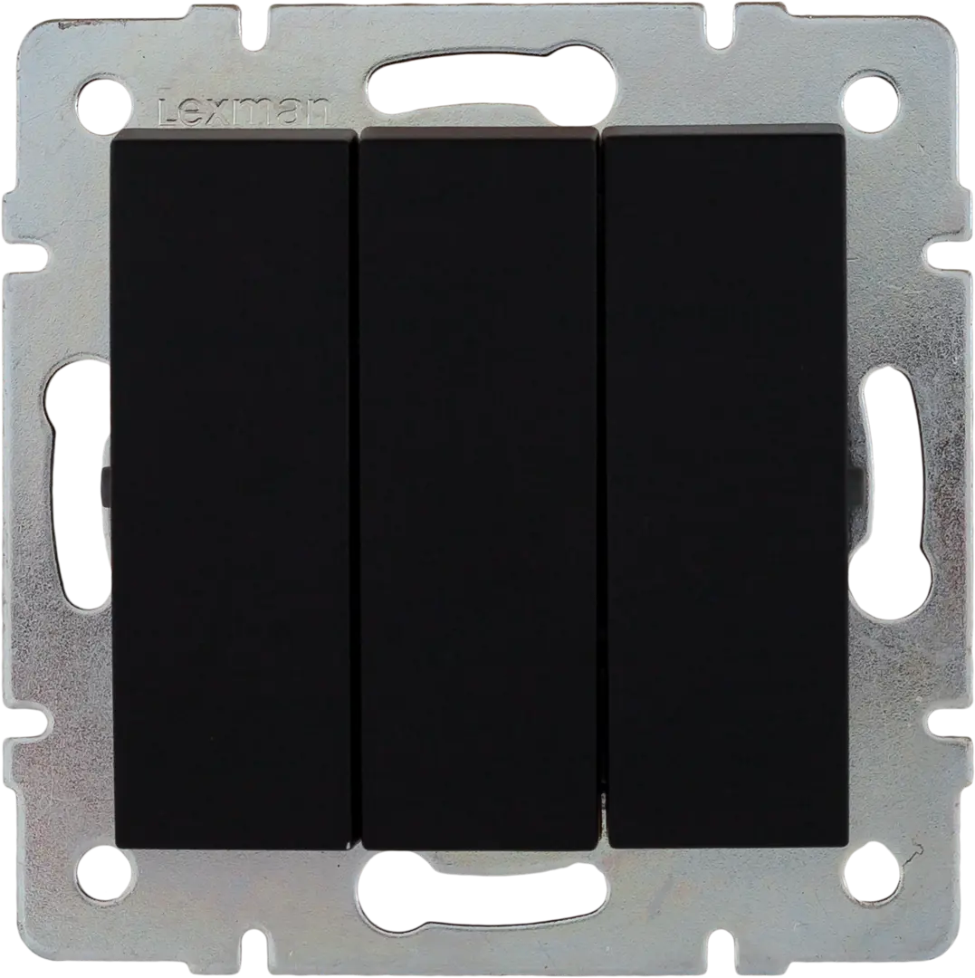 фото Выключатель встраиваемый lexman виктория 3 клавиши, цвет черный бархат матовый