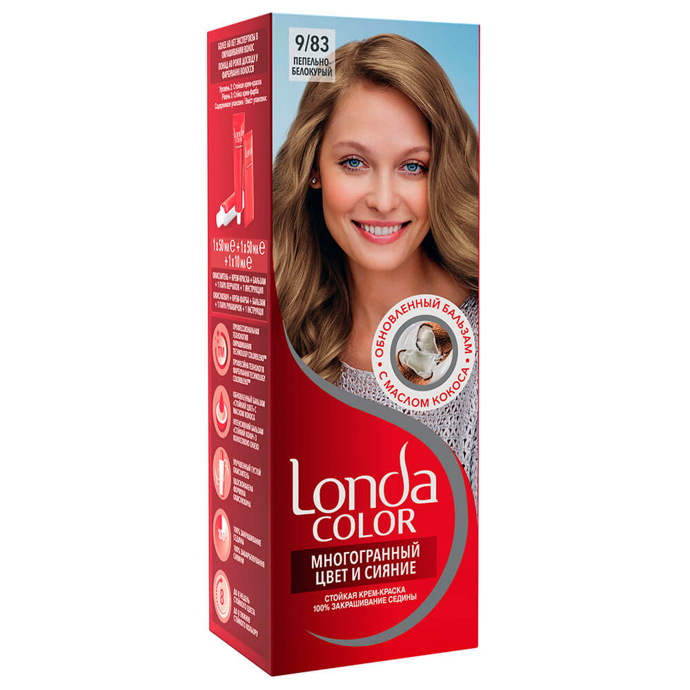 Краска для волос Лонда колор Многогранный цвет и сияние 983 пепельно-белокурый краб для волос хелен колор дуга ушки 10 см микс
