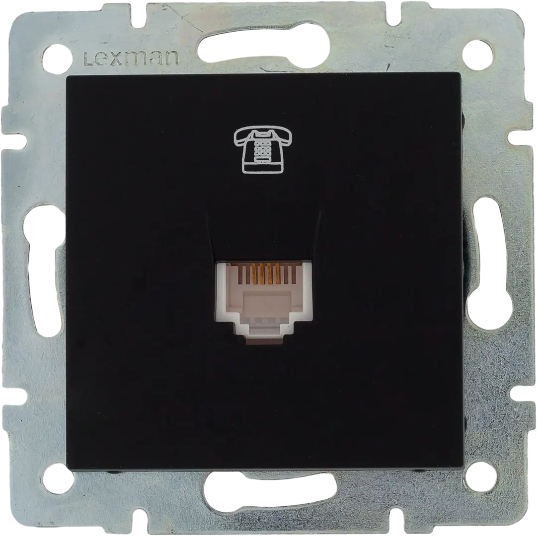фото Телефонная розетка встраиваемая lexman виктория rj11, цвет черный бархат матовый