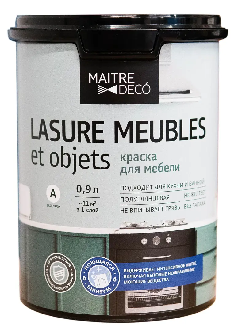 Краска для мебели Maitre Deco Lasure 0.9 л цвет белый краска для колеровки для мебели maitre deco lasure 0 9 л прозрачная база с