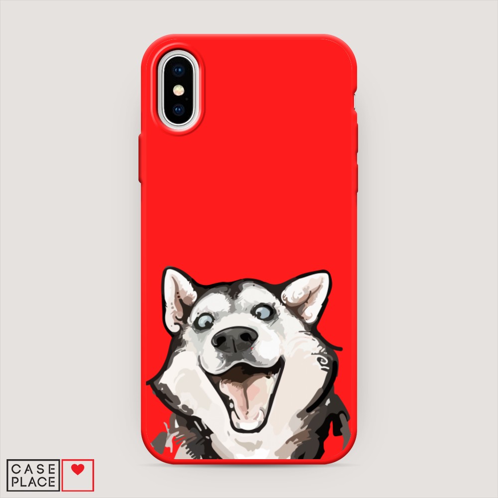 

Чехол Awog на Apple iPhone X (10) / Айфон X (10) "Радостный хаски", Разноцветный, 11053-1