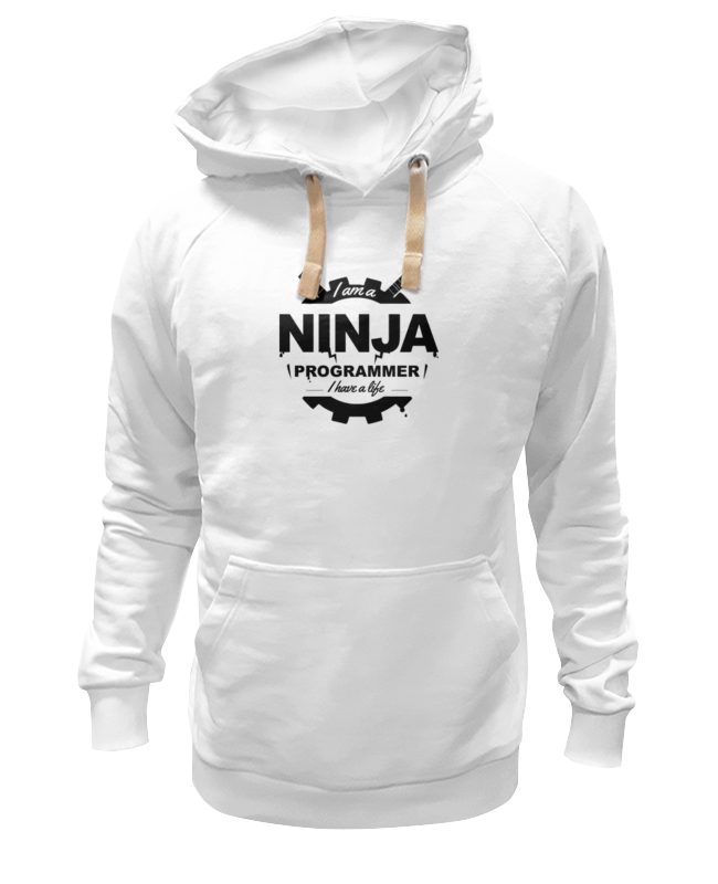 

Толстовка унисекс Printio Ninja programmer белая M, Белый, Ninja programmer