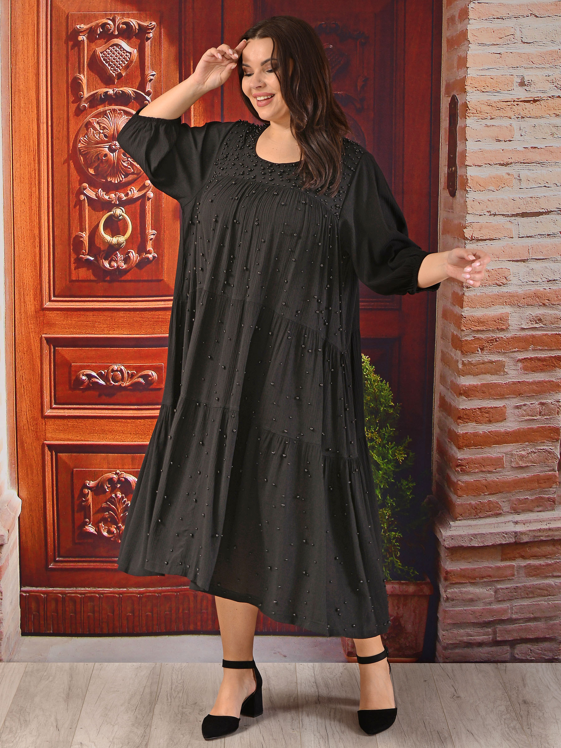 Платье женское DARKWIN DARK9783 черное 62-64 RU