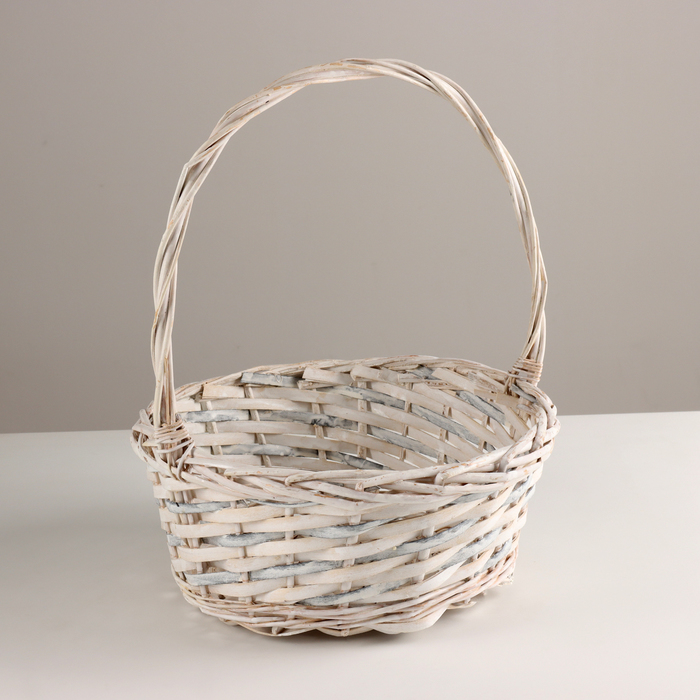 

Корзина плетеная, D30x12xH30 см, белый, ива