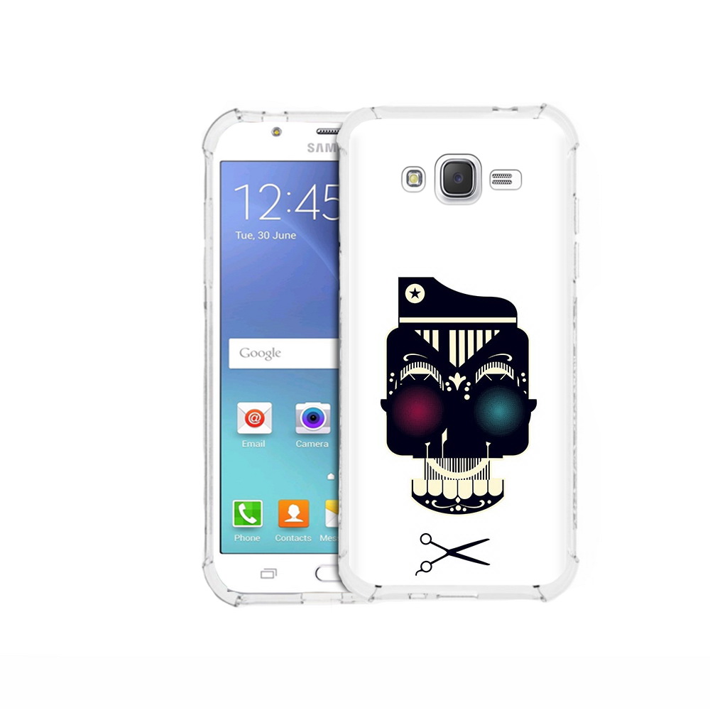 

Чехол MyPads Tocco для Samsung Galaxy J5 (2015) черно белый скелет с яркими глазами, Прозрачный, Tocco