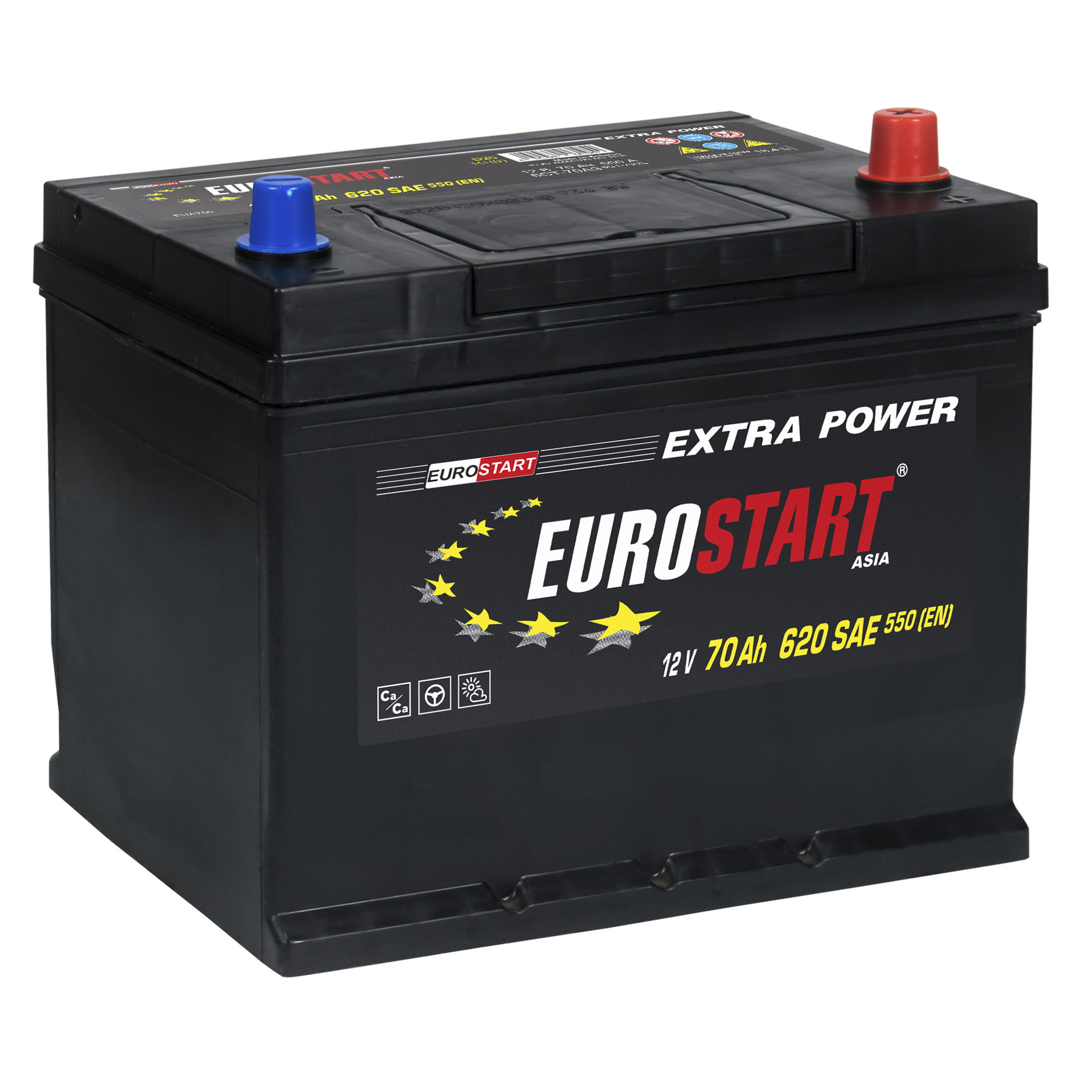 Аккумулятор автомобильный 12v 70 Ah EUROSTART Extra Power Asia 70 Ач 550 А обратная полярн