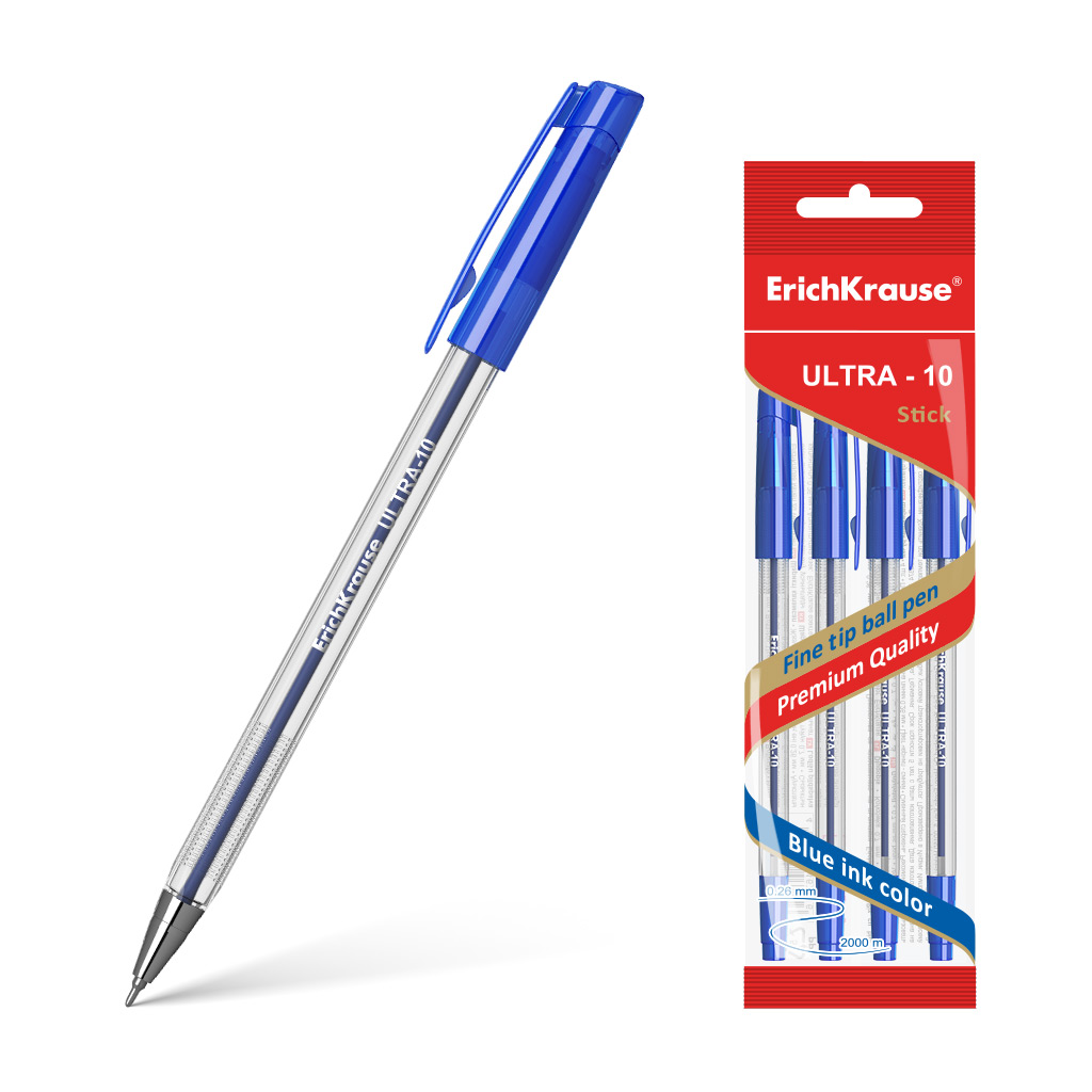 

Набор ручек шариковых ErichKrause Ultra-10 46781, синяя, 0,7 мм, 4 шт., ULTRA-10