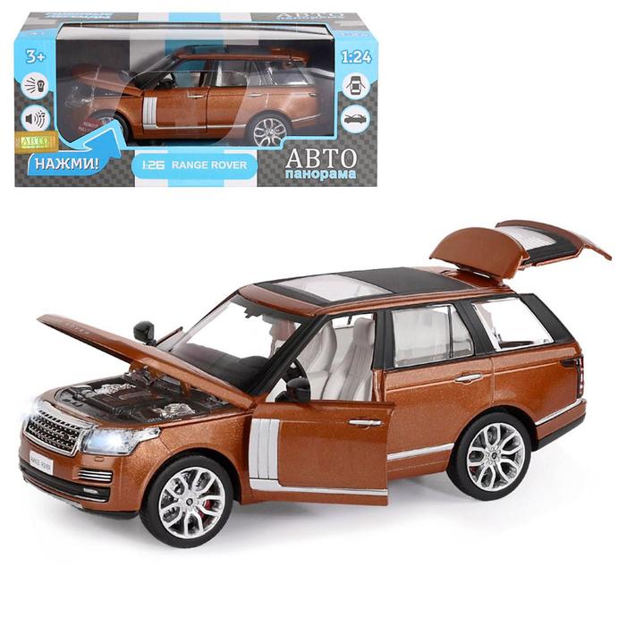 фото Машина металлическая range rover, 1:26, откр. двери, капот, багажник, свет/звук, оранжевый автопанорама