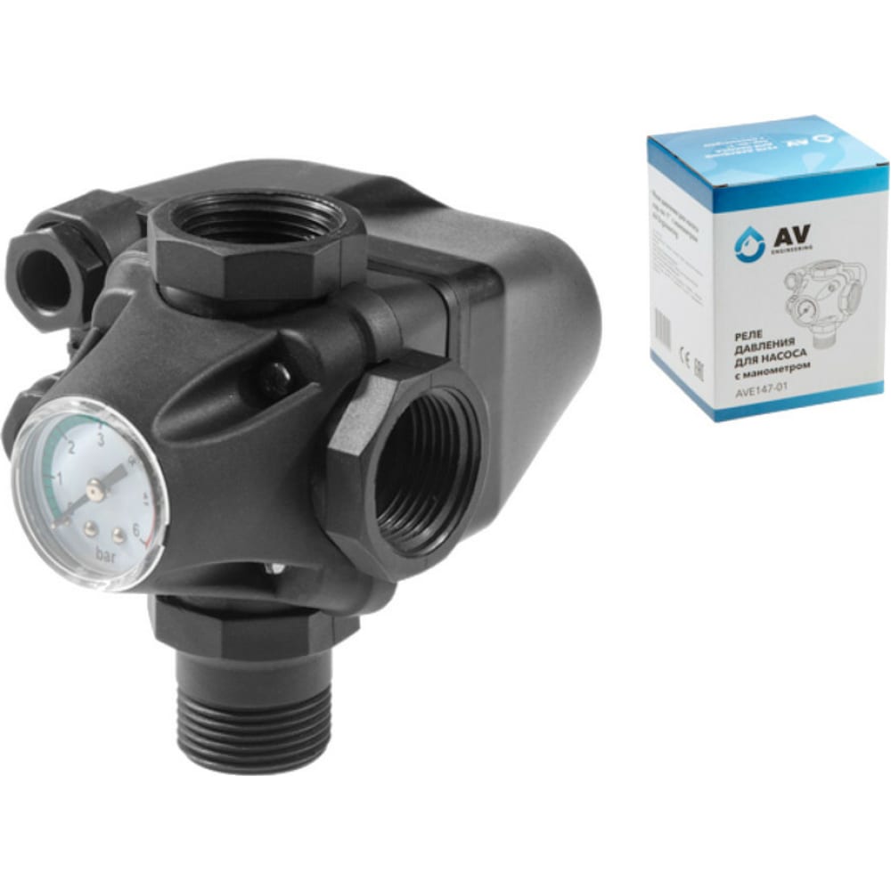 

Реле давления с манометром 1" для насоса AV Engineering AVE147-01