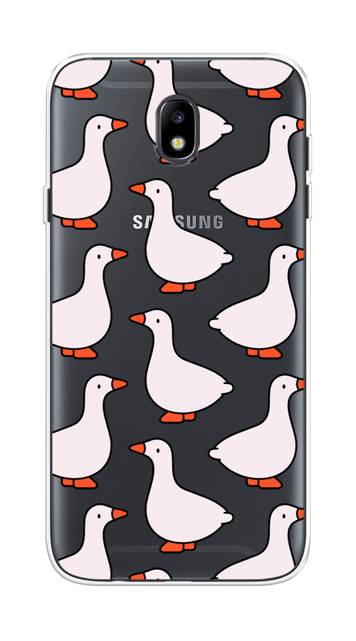 

Чехол на Samsung Galaxy J7 2017 "Гуси", Прозрачный;белый;оранжевый, 23150-1