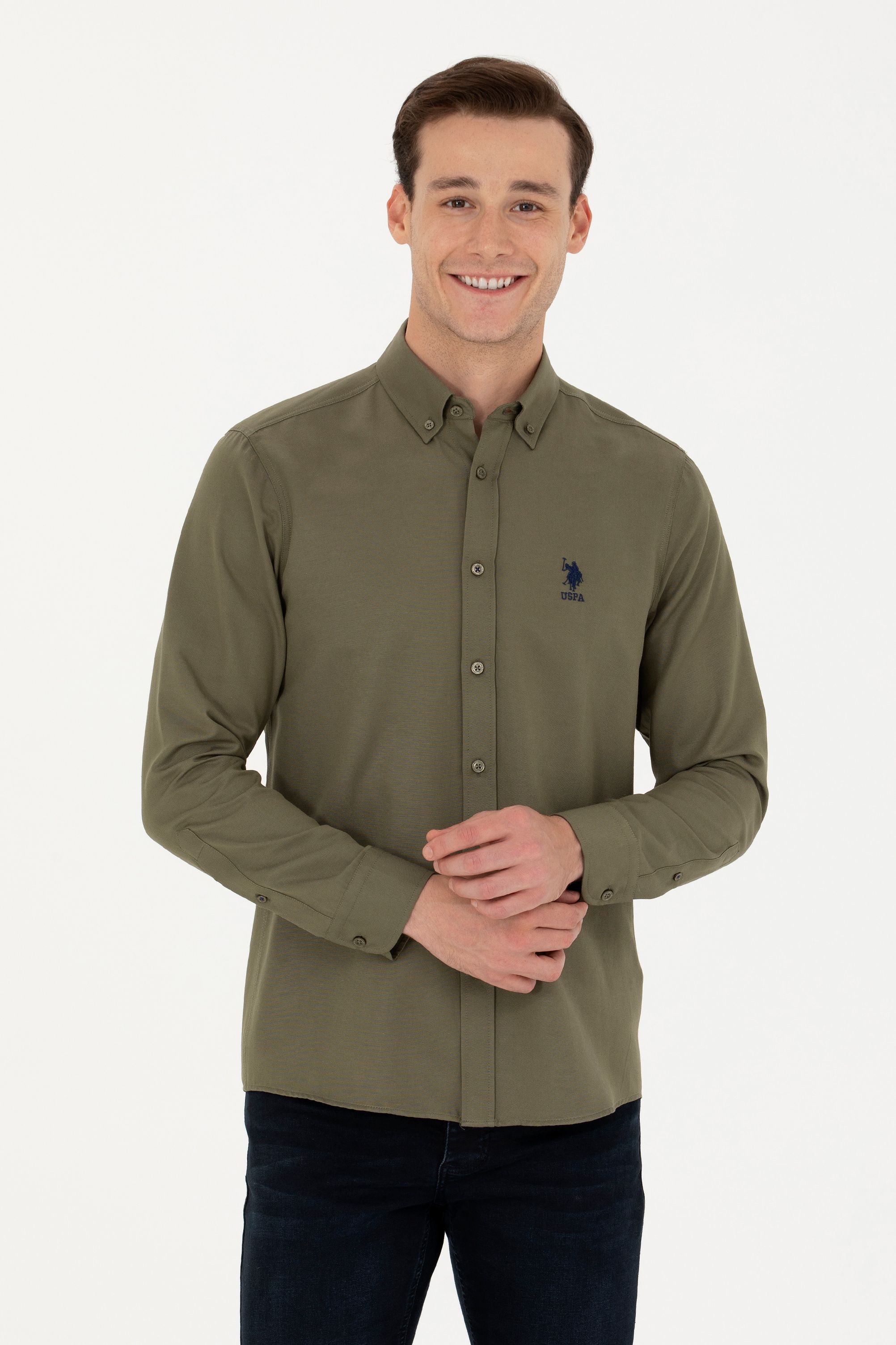 Рубашка мужская U.S. POLO Assn. G081GL0040GOX024K зеленая 3XL