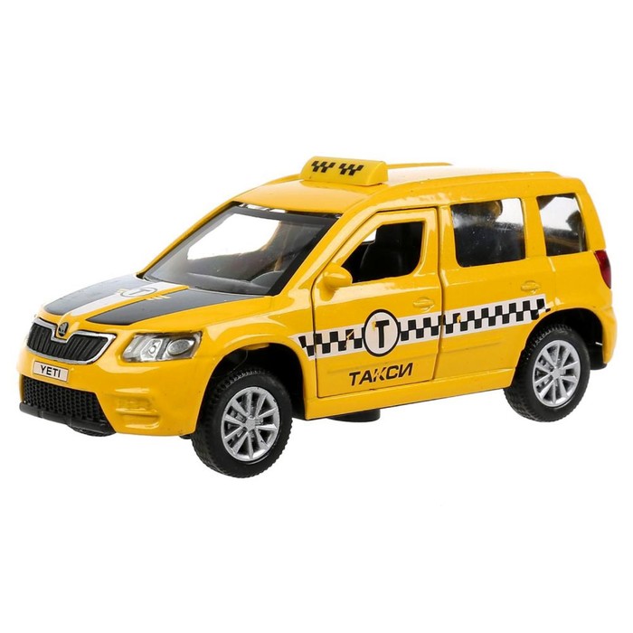 Машина металлическая Skoda Yeti такси, 12 см, свет/звук, откр. двери и багажник, инерция
