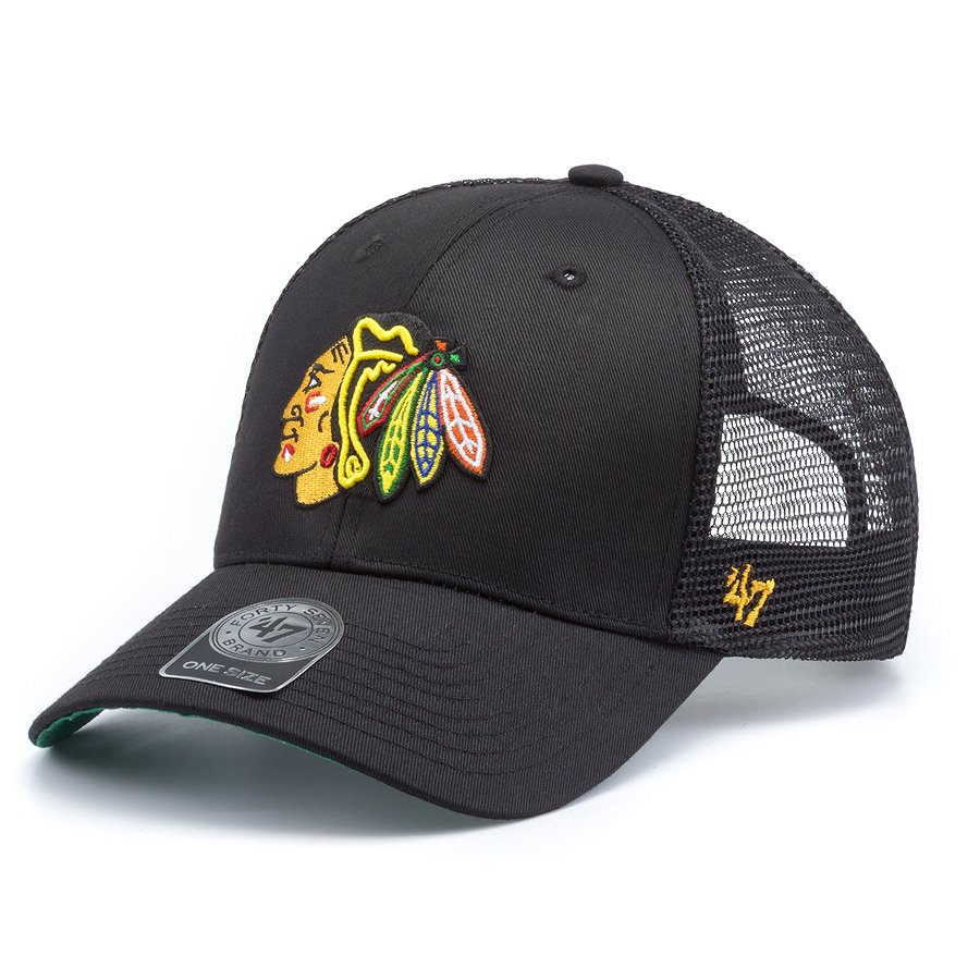 Бейсболка унисекс 47 BRAND Branson MVP Metallic Chicago Blackhawks черная, р.55-61