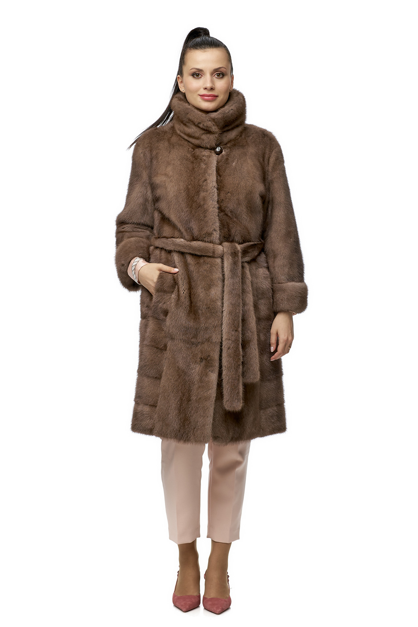 

Шуба женская МОСМЕХА 8009661 бежевая 50 RU, 8009661