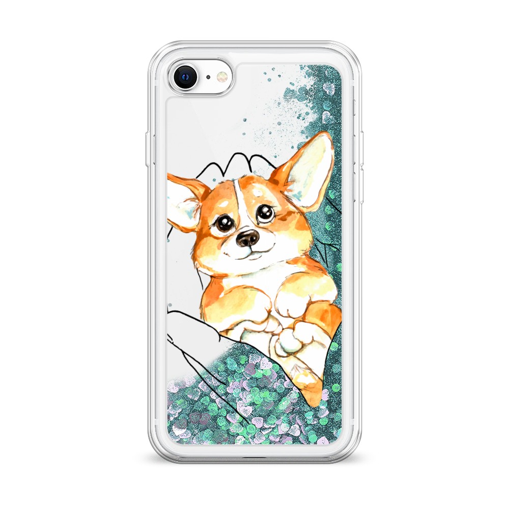 

Жидкий чехол с блестками "Корги в ладошках" на Apple iPhone SE 2020, 12495-1
