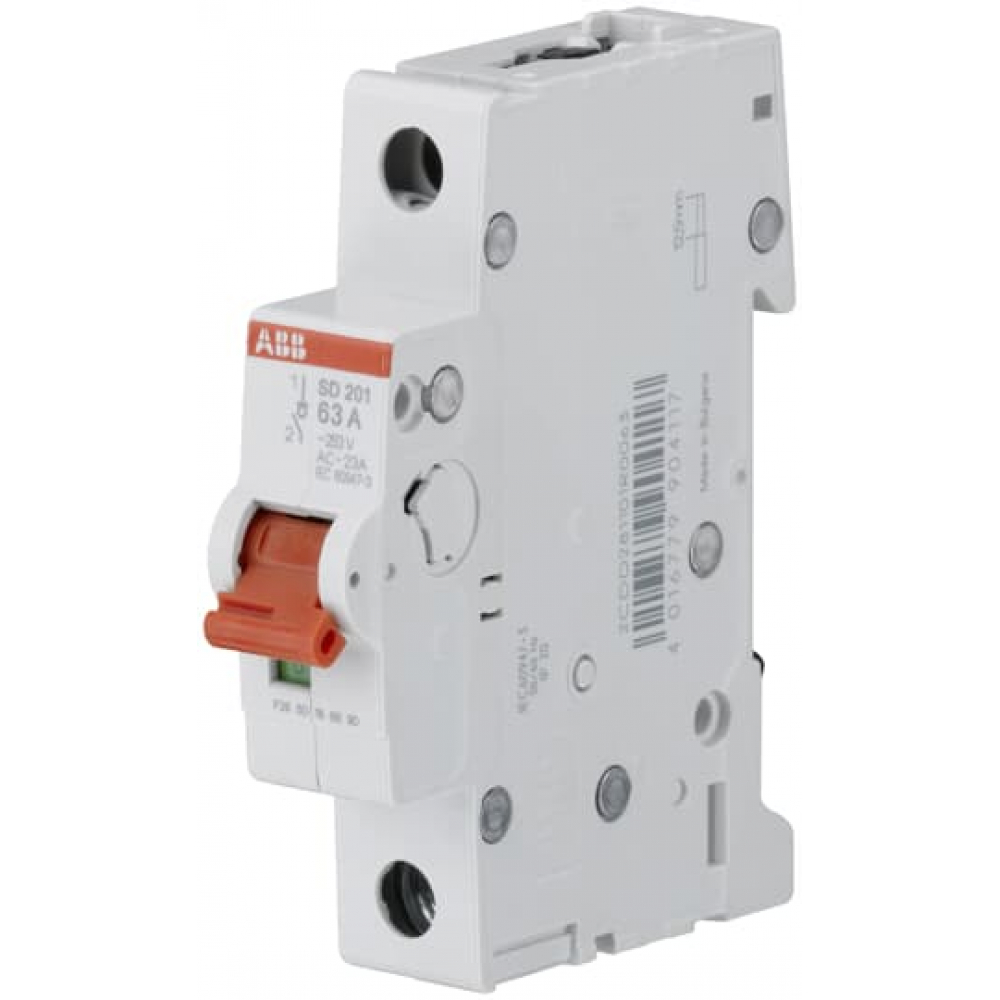 

Рубильник ABB 1 полюс SHD201/50 рычаг красный 2CDD271111R0050