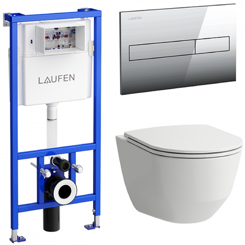 

ПЭК: Laufen PRO подвесной унитаз rimless + инсталляция + кнопка + сиденье