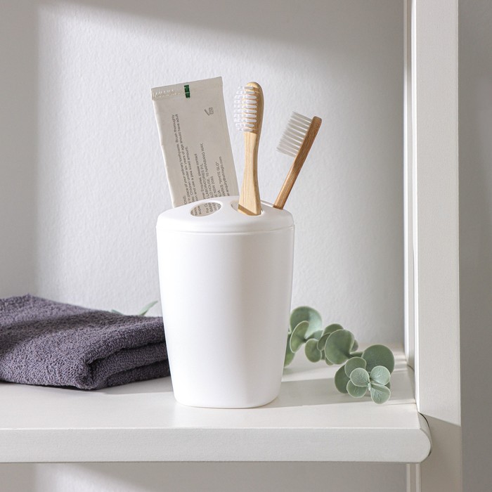 фото Подставка для зубных щеток aqua цвет снежно-белый berossi