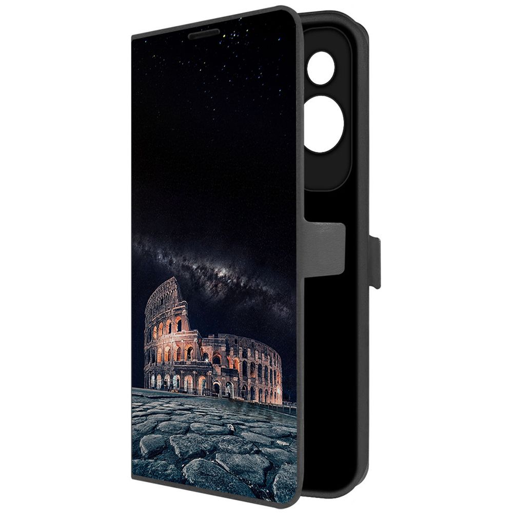 

Чехол-книжка Krutoff Eco Book для Honor 90 Lite Италия, Колизей (черный)