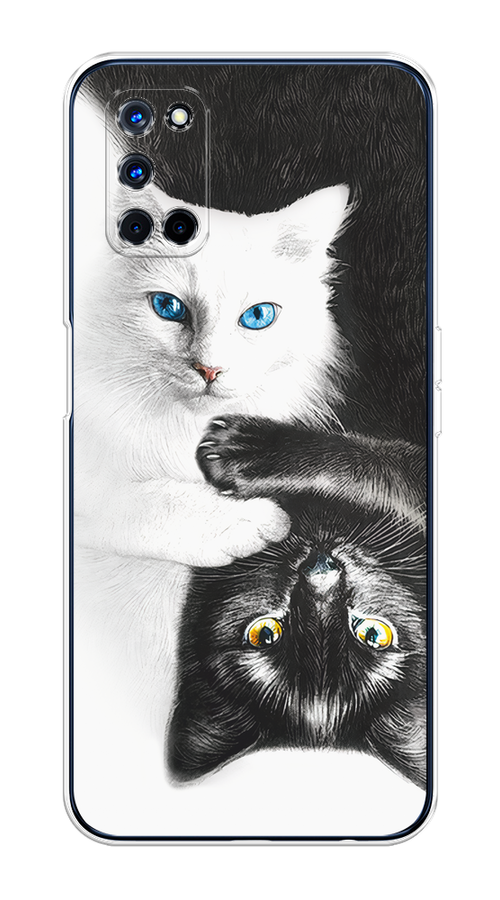 

Чехол на Oppo A52/A72 "Коты Инь-Янь", Черный;белый;голубой, 253150-1