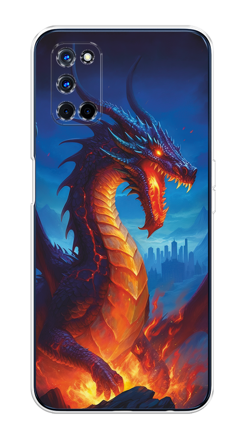

Чехол на Oppo A52/A72 "Дракон над лавой", Оранжевый;коричневый;синий, 253150-1