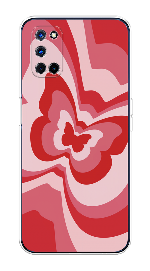 

Чехол на Oppo A52/A72 "Бабочка в стиле хиппи", Красный;розовый, 253150-1
