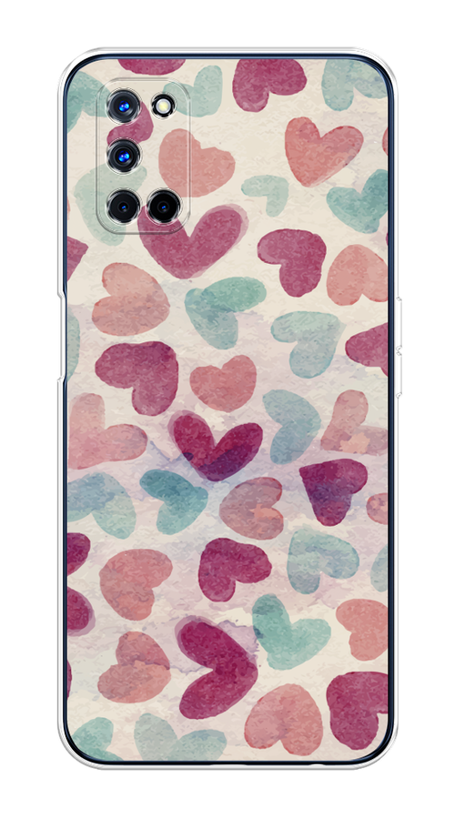 

Чехол на Oppo A52/A72 "Фон из сердечек 4", Розовый;голубой, 253150-1