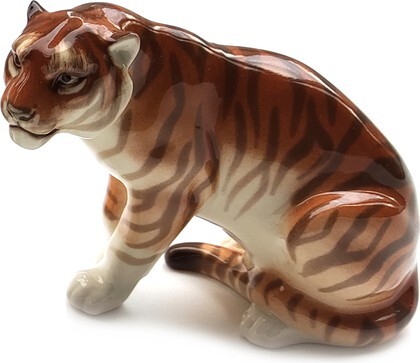 фото Скульптура императорский фарфоровый завод. тигр сидящий тайга.