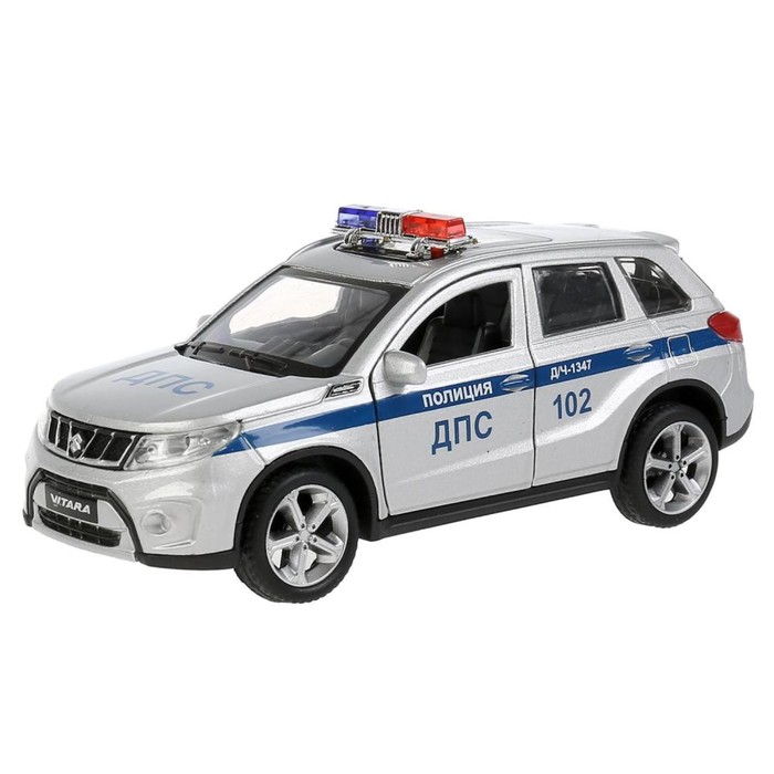 Машина металлическая Suzuki Vitara полиция, 12 см, откр. двери и багажник, серебристый 303644 машина металл свет звук suzuki vitara полиция 12 см двери багаж кор технопарк
