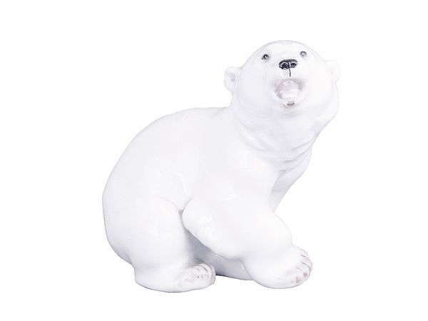 фото Скульптура императорский фарфоровый завод. медвежонок м.р. белый. высота 11, 6 см.