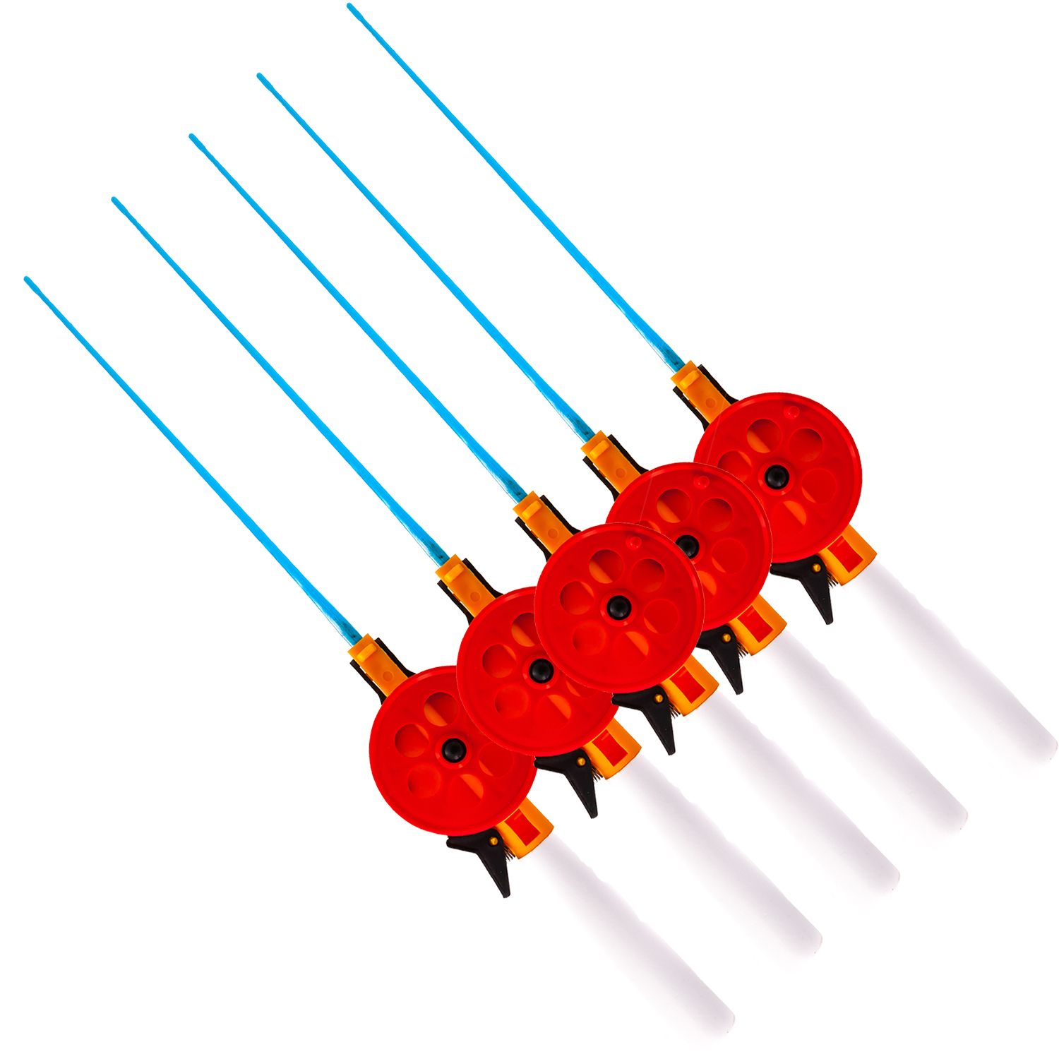 Удочка зимняя (5шт) WestMan 65 ПП/БЛ (ручка пенопласт 12см, хлыст 20см) цв. Красный/Оранж