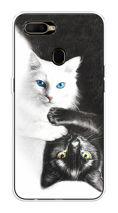 

Чехол на Oppo A5s "Коты Инь-Янь", Черный;белый;голубой, 252350-1