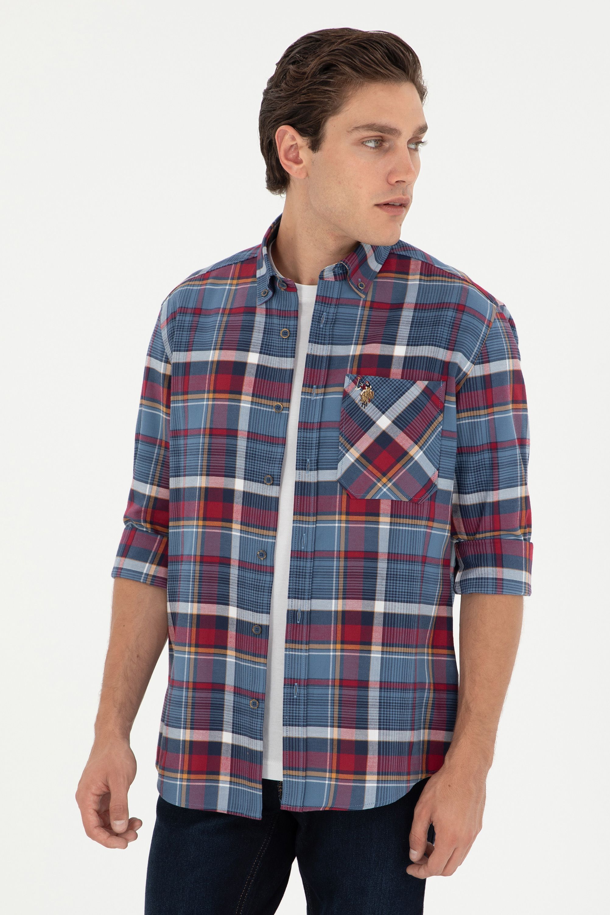 

Рубашка мужская U.S. POLO Assn. G081SZ0040HARPER синяя 2XL, Синий, G081SZ0040HARPER