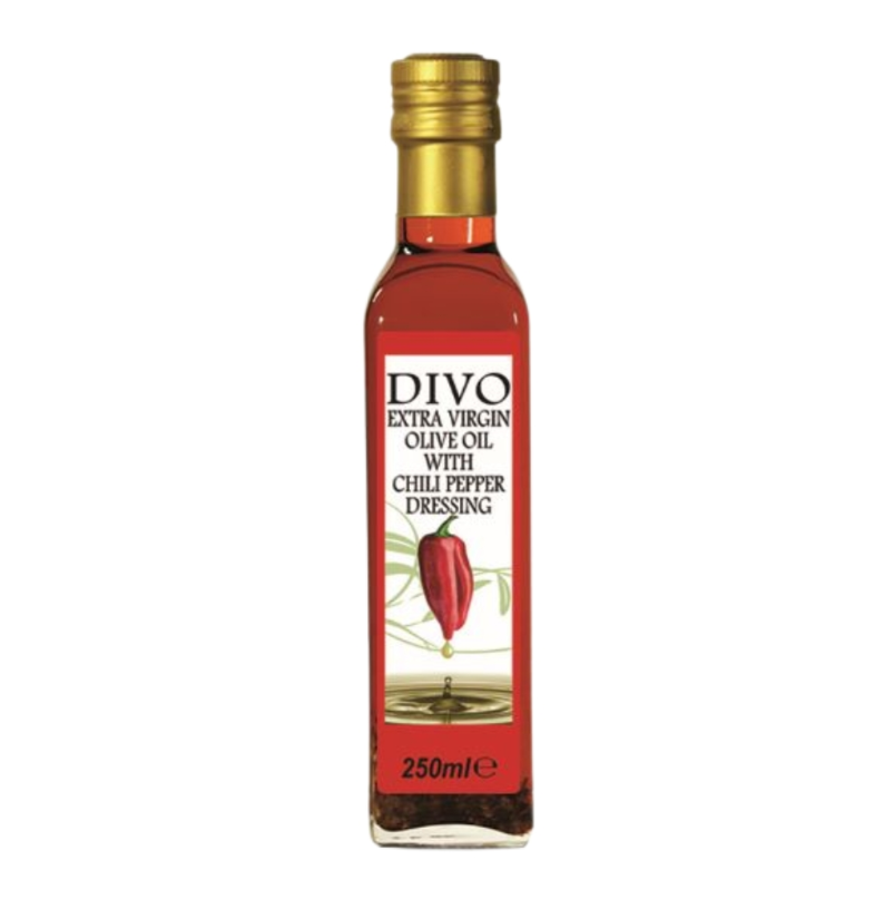 Масло оливковое Divo Extra Virgin с ароматом красного перца, 0,25 л