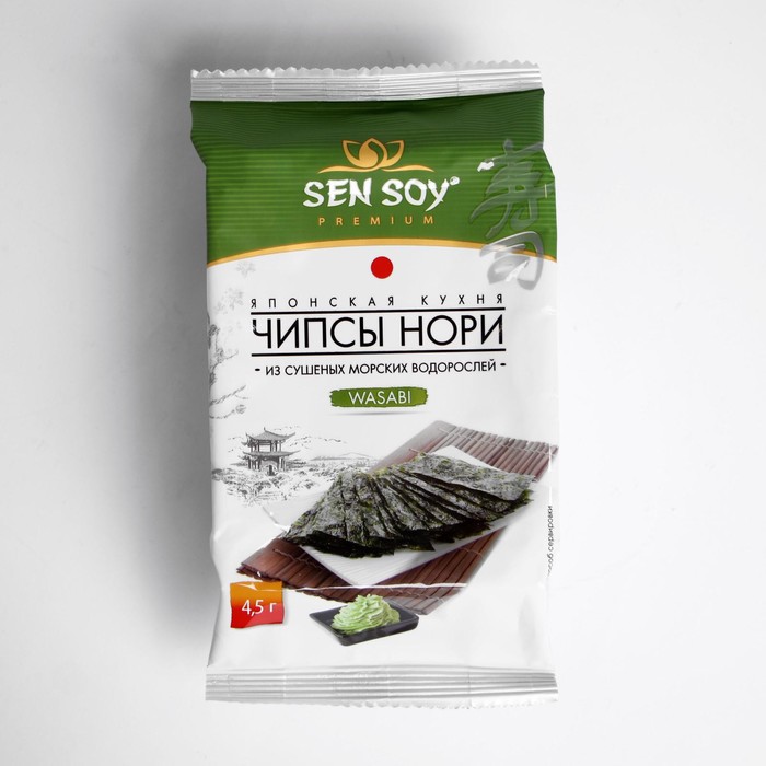 Чипсы нори Sen Soy wasabi из морской капусты 4,5 г